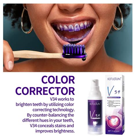 v34 teeth|V34 Color Corrector Toothpaste, Purple Teeth Whitening .